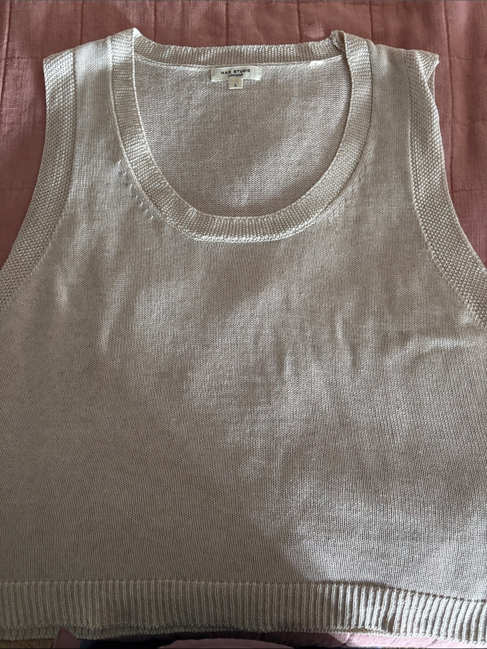 Max Studio Light Cream Knit Tank Top